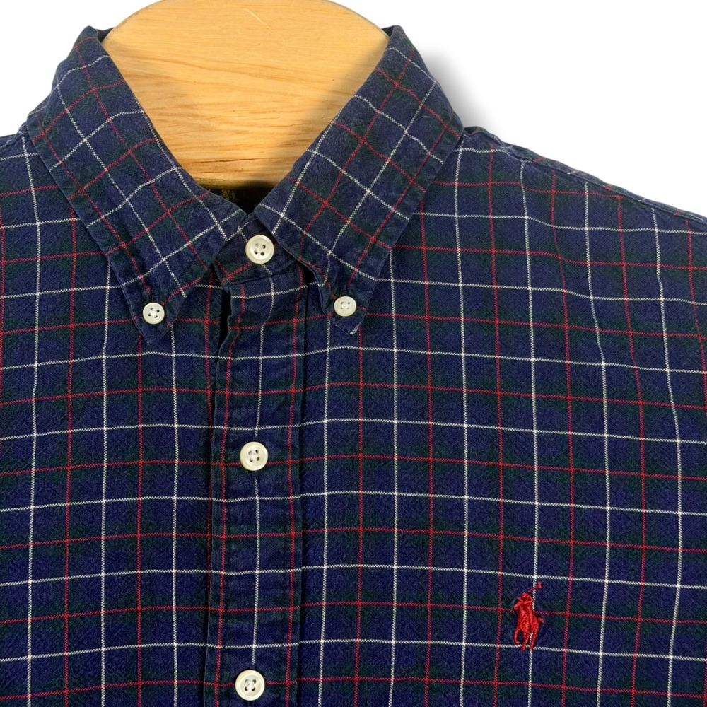 Polo Ralph Lauren Shirt Mens S Navy Blue Plaid Flannel Workwear Utility Gorpcore
